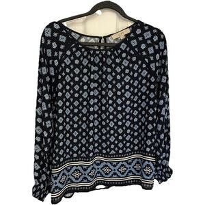 LOFT Women’s Small Shirt blue Tunic Blouse boho style